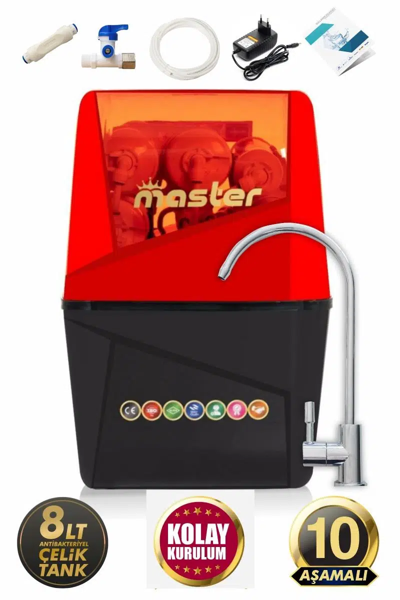 Master 10 Aşamalı Pompalı  Alkali Çelik Tanklı Su Arıtma Cihazı