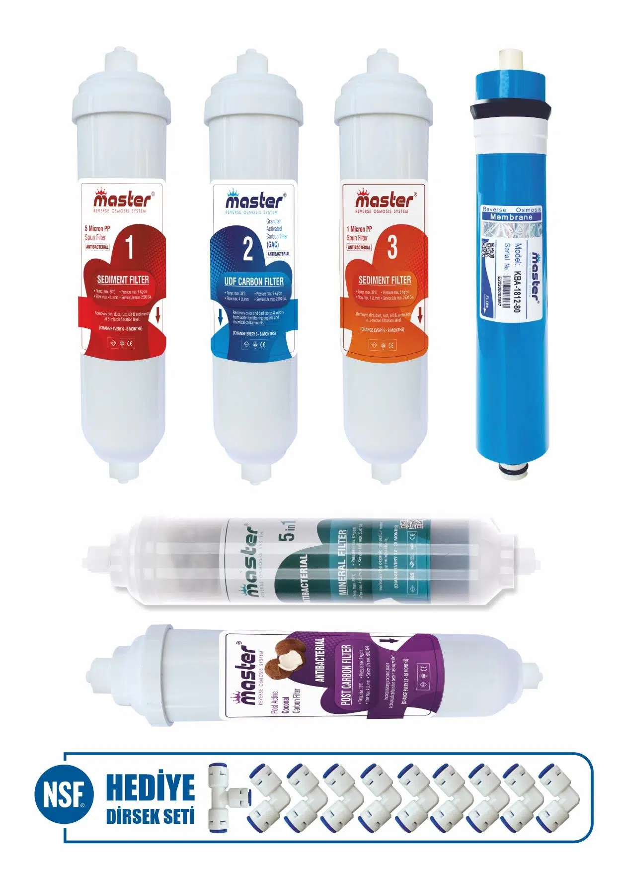 Master 10 Aşamalı Master Memb. Su Arıtma Cihazı Filtre Seti