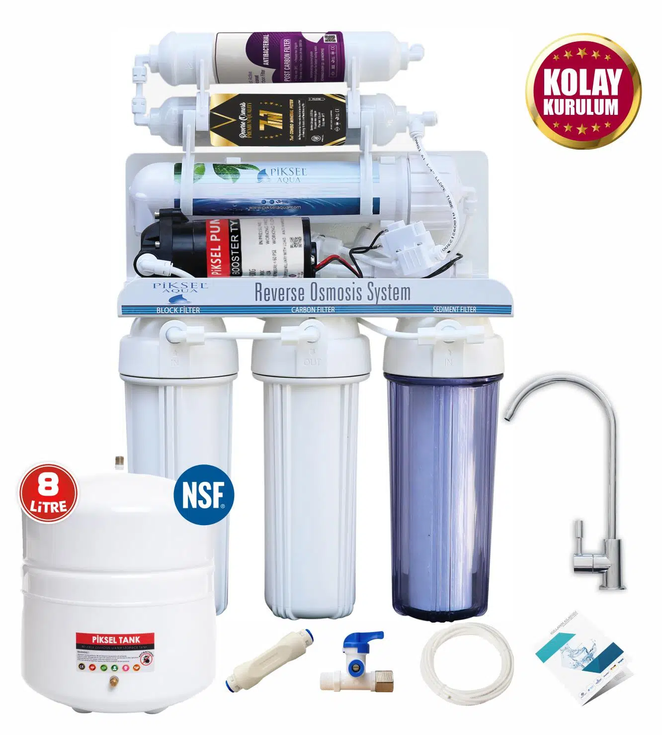 Piksel Aqua 12 Aşamalı Pompalı Master Memb. Açık Kasa Su Arıtma Cihazı
