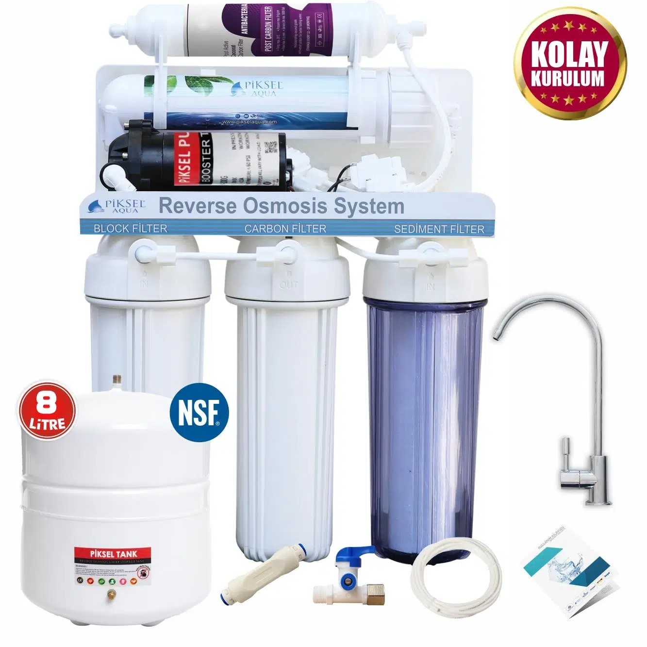 Piksel Aqua 5 Aşamalı Pompalı Master Membranlı Açık Kasa Su Arıtma Cihazı