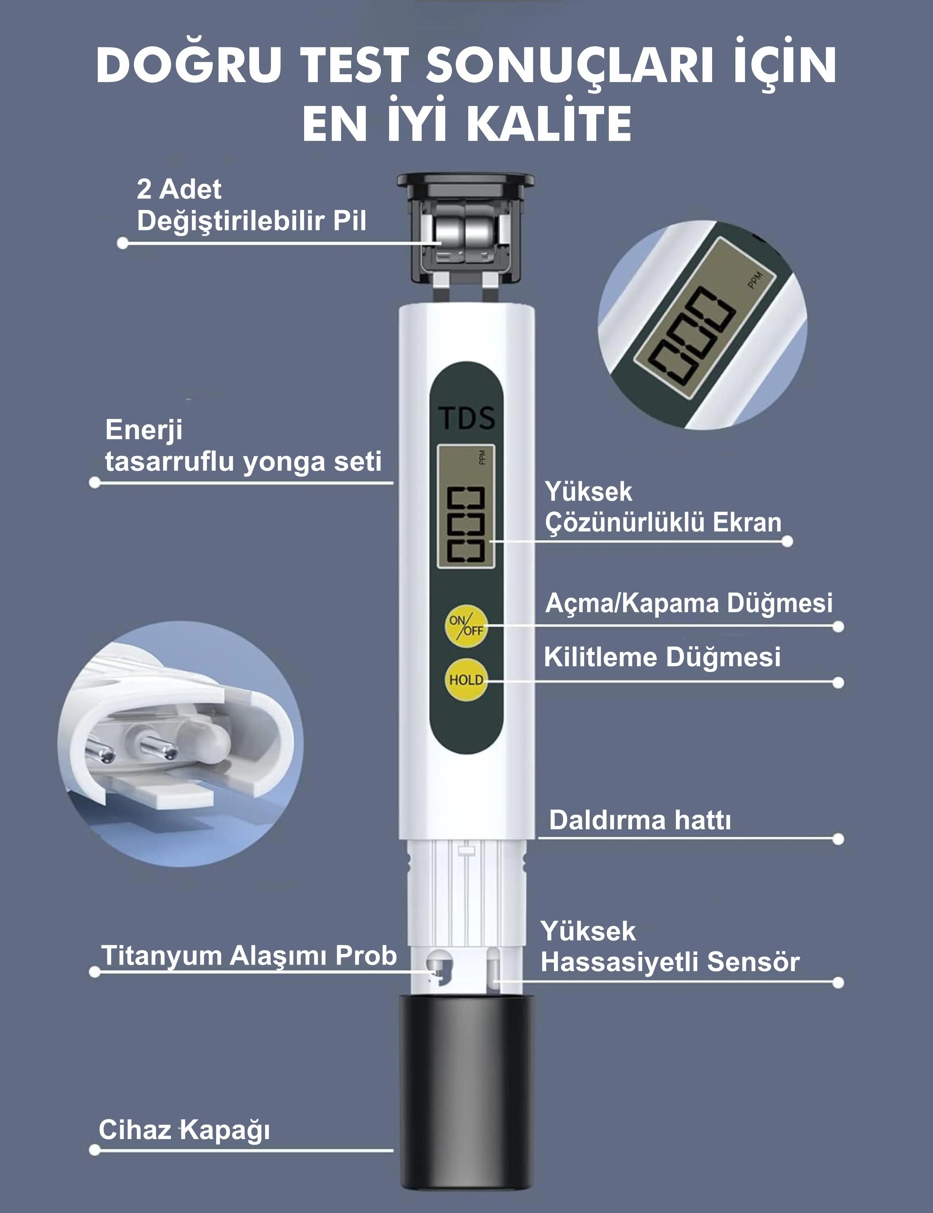 Su Arıtma Cihazı TDS Metre PPM ve Su Sertliği Ölçer