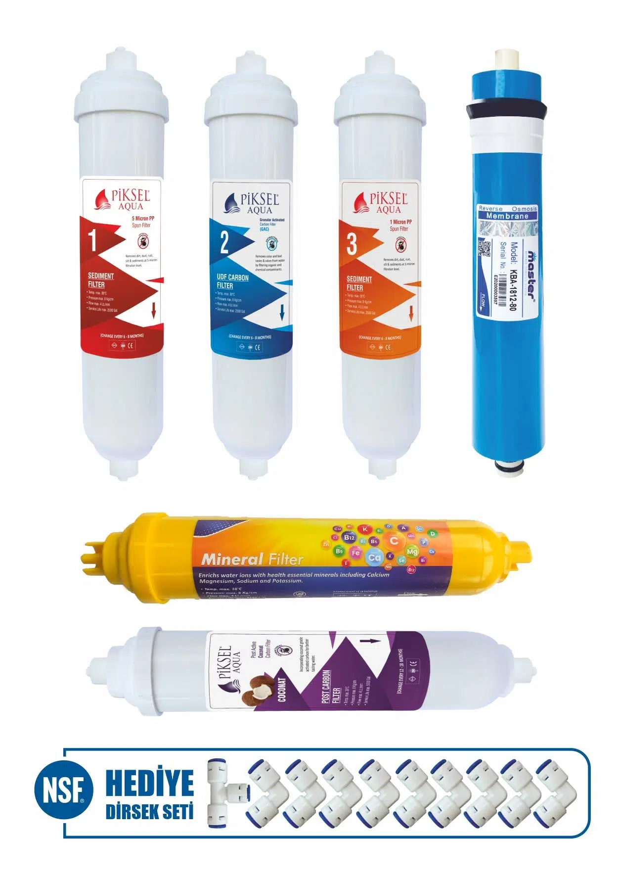 Piksel Aqua 14 Aşamalı Jacıobi Gold Mineral Filtre Seti